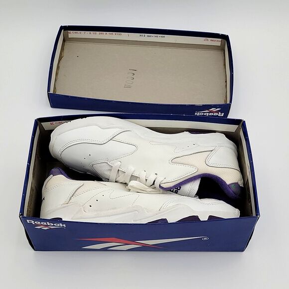 VTG Reebok 1996 Sneakers Sz6 Aurora Plus Retro White Purple NEW Old Stock In Box - Picture 2 of 16